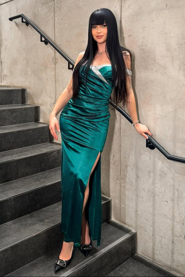 Kimberley Sequins Fringe Slit Maxi Dress - Green